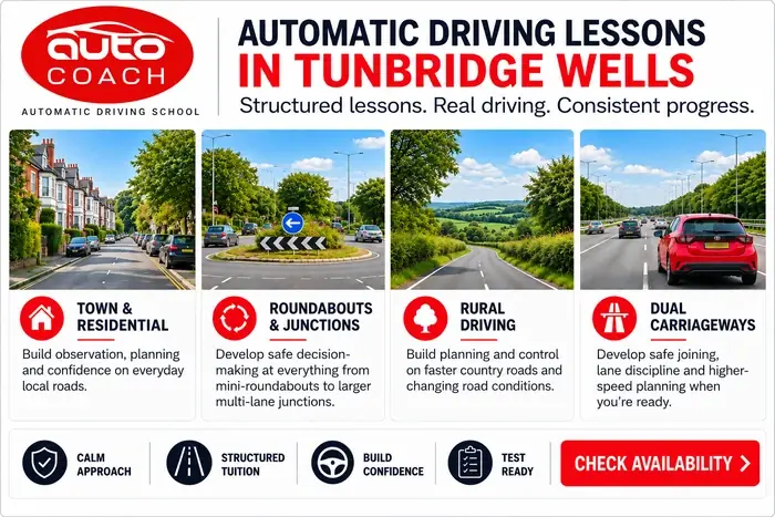 Automatic driving lessons in Tunbridge Wells – AutoCoach driving school